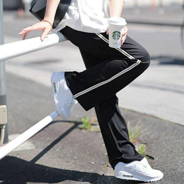 大きいサイズ レディース サイドラインテープフレアパンツ　maru-30043