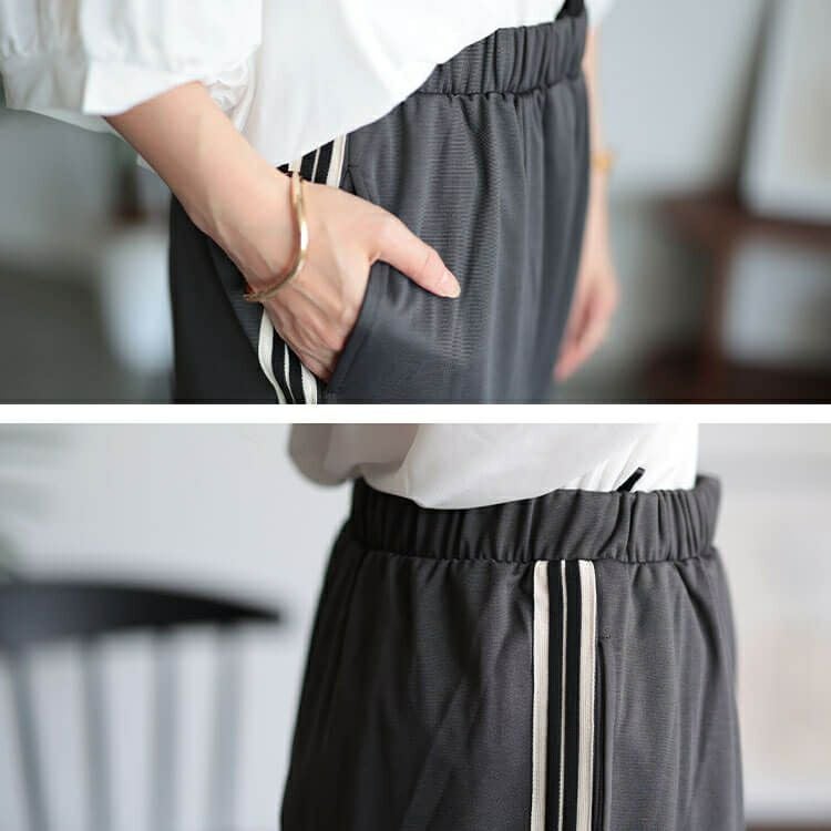 大きいサイズ レディース サイドラインテープフレアパンツ　maru-30043