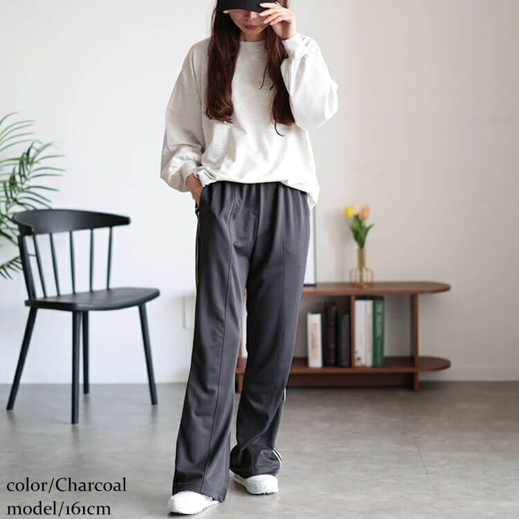 大きいサイズ レディース サイドラインテープフレアパンツ　maru-30043