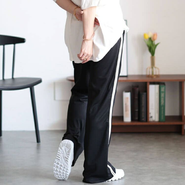 大きいサイズ レディース サイドラインテープフレアパンツ　maru-30043