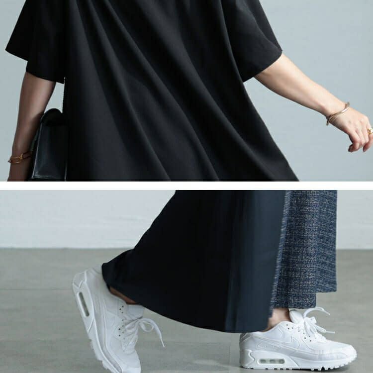 大きいサイズ レディース ラメツイード切り替えVネックワンピース　maru-30041