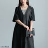 大きいサイズ レディース ラメツイード切り替えVネックワンピース　maru-30041 ブラック