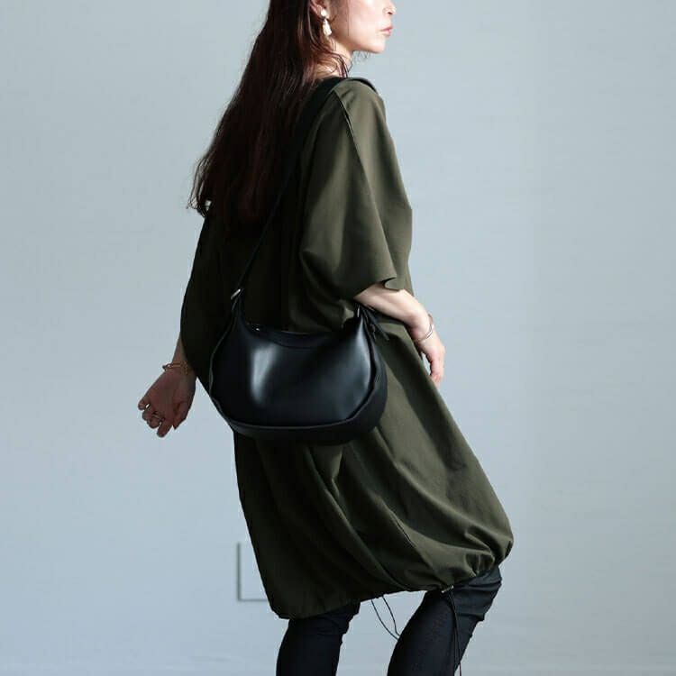 大きいサイズ レディース 楊柳Vネックドローコードドルマンチュニック　maru-30037