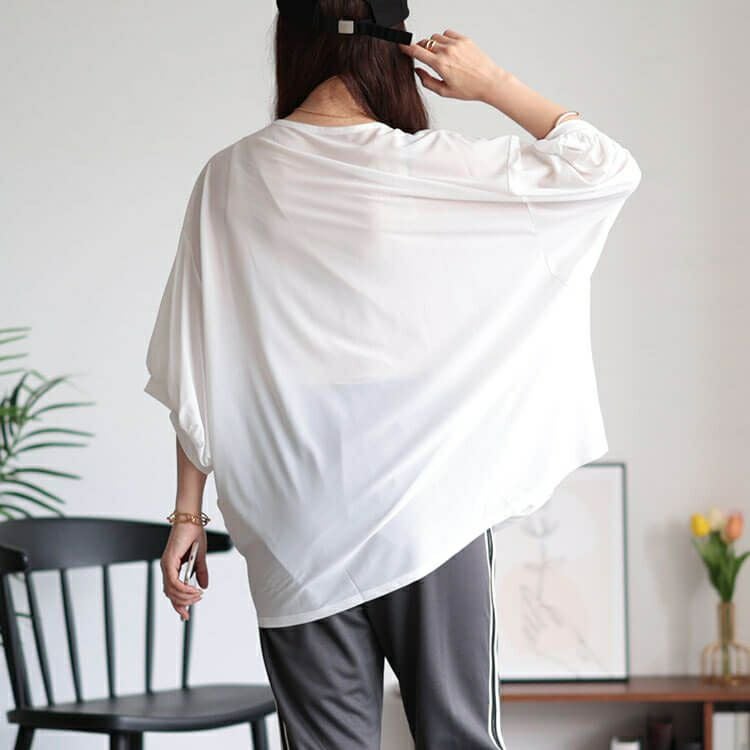 大きいサイズ レディース Vネックバルーンドルマンプルオーバー　maru-30036 【メール便可】