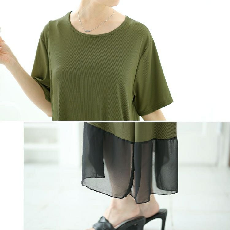 大きいサイズ レディース ビックポケット付きアシンメトリーワンピース　goldy-1522