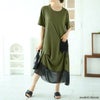 大きいサイズ レディース ビックポケット付きアシンメトリーワンピース　goldy-1522 カーキ