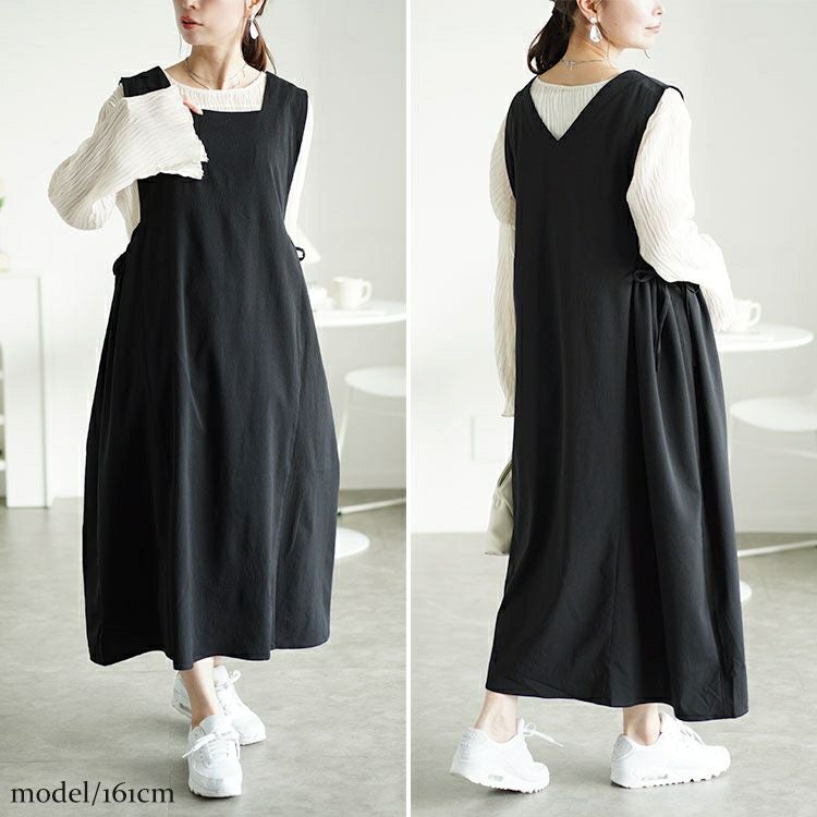 大きいサイズ レディース 楊柳前後2wayドロストジャンパースカート　fem-497