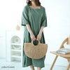 大きいサイズ レディース スクエアネックコクーンワンピース　fem-495 グリーン