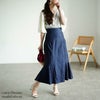 大きいサイズ レディース ギャザー切り替えストレッチマーメイドスカート　fem-493 デニム