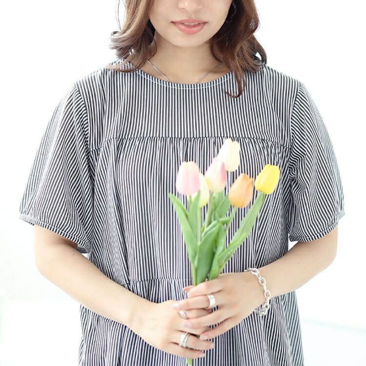 大きいサイズ レディース ストライプティアードプルオーバー　cast-1644010 【メール便可】