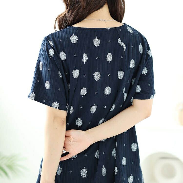 大きいサイズ レディース ウッド柄リブAラインプルオーバー　cast-1644008 【メール便可】