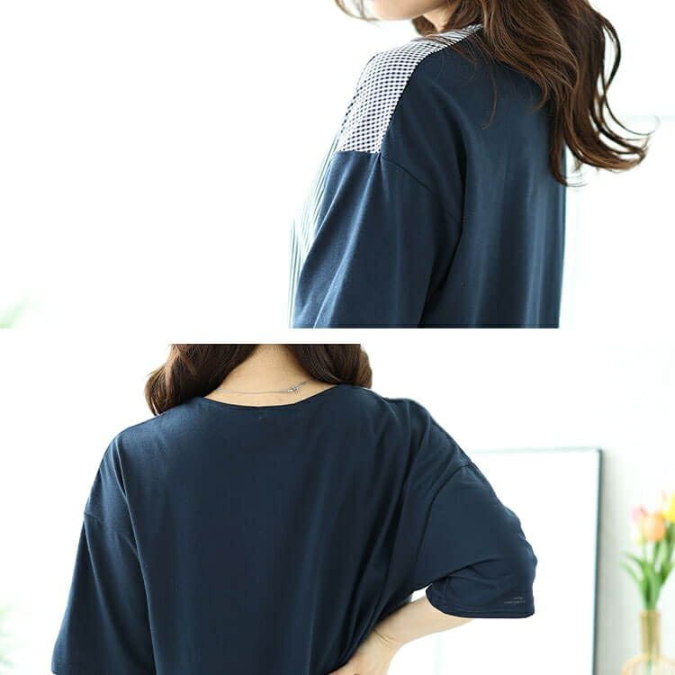 大きいサイズ レディース 異素材切り替えプルオーバー　cast-1644007 【メール便可】