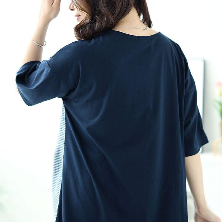 大きいサイズ レディース 異素材切り替えプルオーバー　cast-1644007 【メール便可】