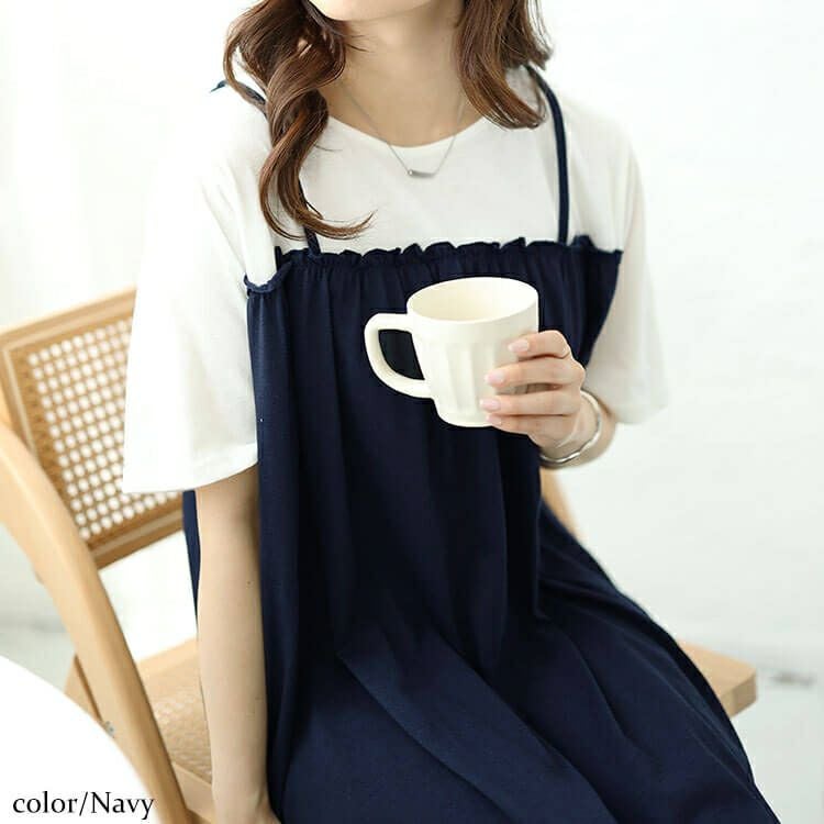 大きいサイズ レディース Tシャツドッキングキャミワンピース　cast-5544016 【メール便可】