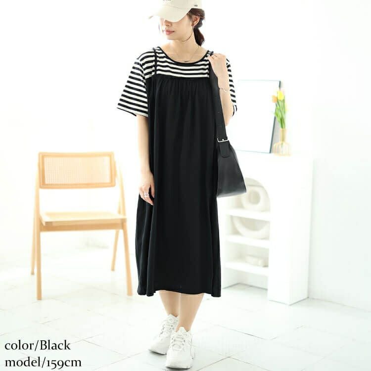 大きいサイズ レディース Tシャツドッキングキャミワンピース　cast-5544016 【メール便可】