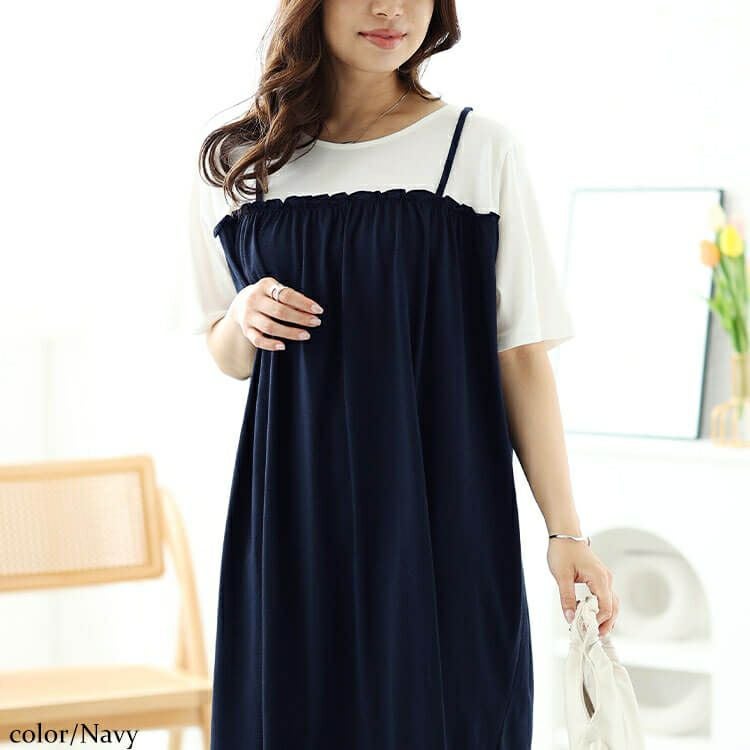 大きいサイズ レディース Tシャツドッキングキャミワンピース　cast-5544016 【メール便可】