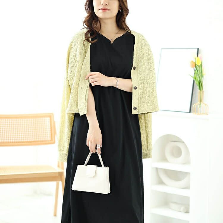 大きいサイズ レディース ストライプバルーンスリーブハートネックワンピース　cast-5544038 【メール便可】