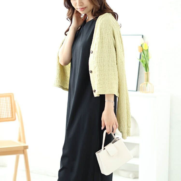 大きいサイズ レディース ストライプバルーンスリーブハートネックワンピース　cast-5544038 【メール便可】