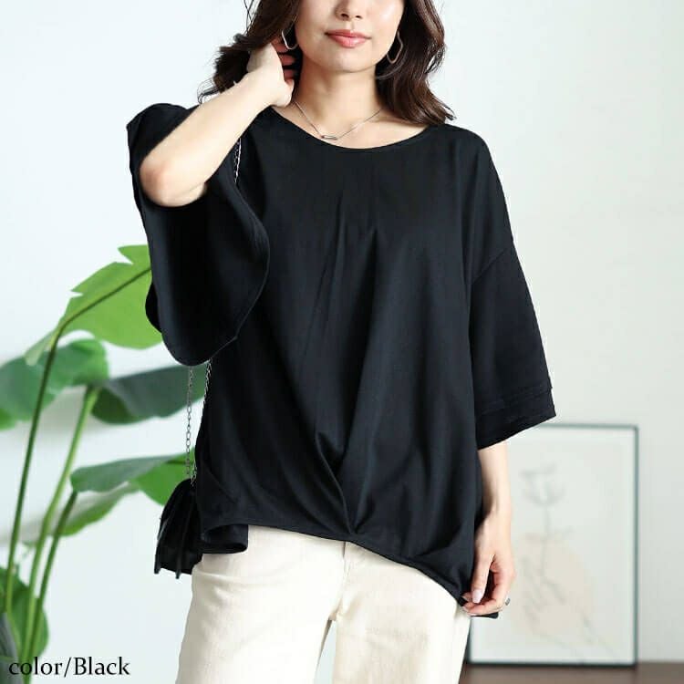 大きいサイズ レディース 裾タックティアードスリーブプルオーバー　cast-5544036 【メール便可】