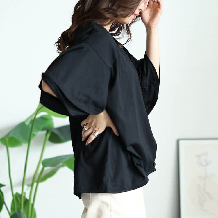 大きいサイズ レディース 裾タックティアードスリーブプルオーバー　cast-5544036 【メール便可】