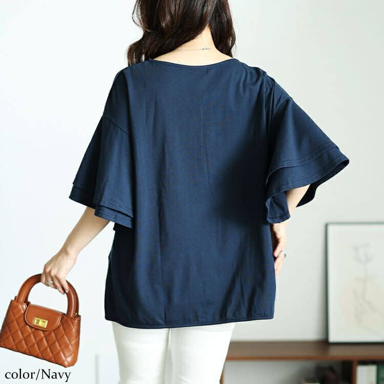 大きいサイズ レディース 裾タックティアードスリーブプルオーバー　cast-5544036 【メール便可】