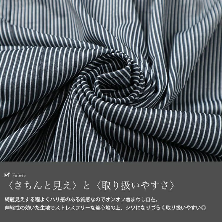 大きいサイズ レディース 袖リボンスキッパーシャツストライプトップス　cast-5544033 【メール便可】