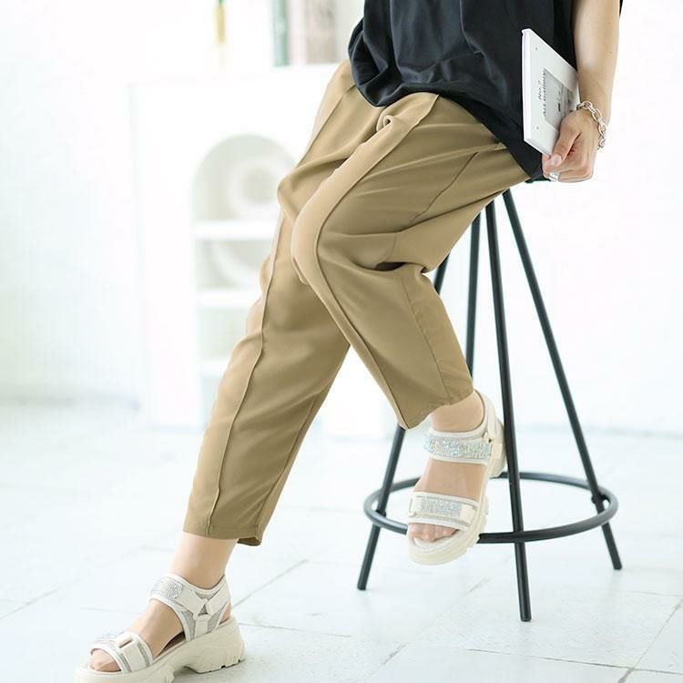 大きいサイズ レディース センターラインテーパードパンツ　goldy-1529 【メール便可】 モカ