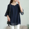 大きいサイズ レディース バックプリーツタックシフォンチュニック　nh240364 【メール便可】 ネイビー