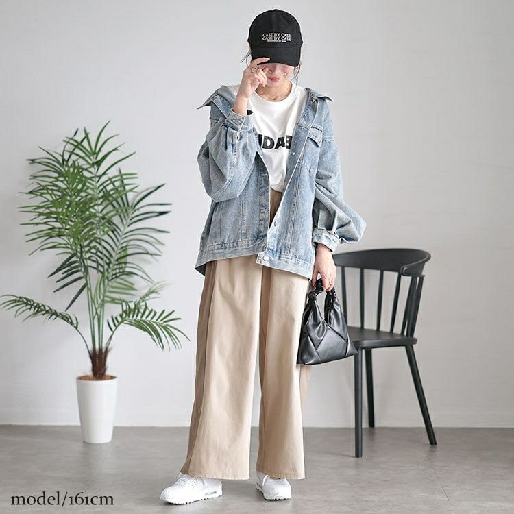 大きいサイズ レディース サイド配色切り替えワイドパンツ　maru-30045