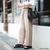 大きいサイズ レディース サイド配色切り替えワイドパンツ　maru-30045 ベージュ