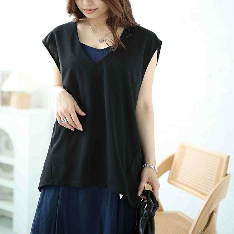 大きいサイズ レディース バックタックコクーンベスト　mncut-142429 【メール便可】