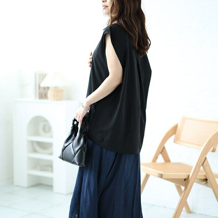 大きいサイズ レディース バックタックコクーンベスト　mncut-142429 【メール便可】