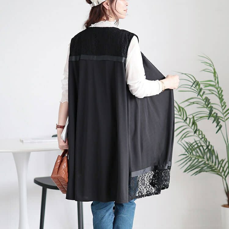 大きいサイズ レディース レース切り替えジレ　tog-1001