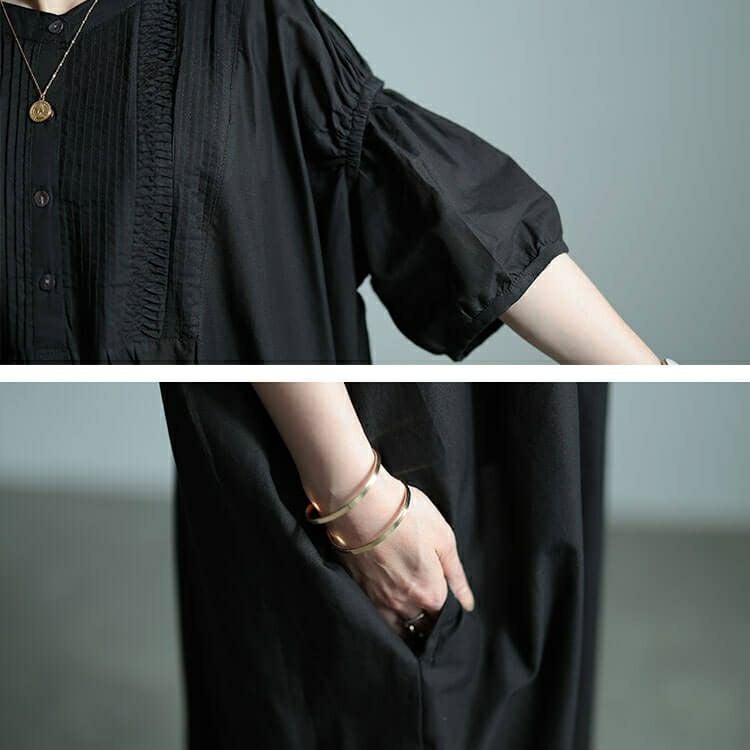 大きいサイズ レディース インド綿ピンタックバルーンスリーブワンピース　kt-24mi1 【メール便可】