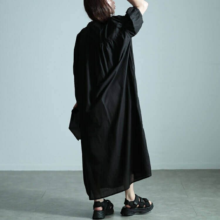 大きいサイズ レディース インド綿ピンタックバルーンスリーブワンピース　kt-24mi1 【メール便可】