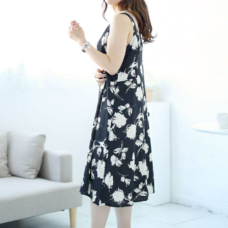 大きいサイズ レディース 花柄Aラインキャミソールワンピース　goldy-1530 【メール便可】