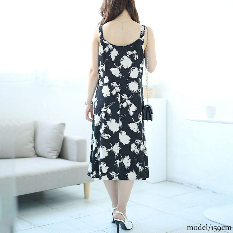 大きいサイズ レディース 花柄Aラインキャミソールワンピース　goldy-1530 【メール便可】