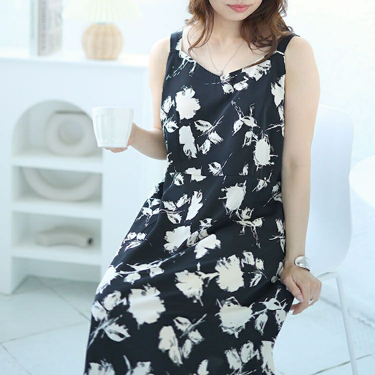 大きいサイズ レディース 花柄Aラインキャミソールワンピース　goldy-1530 【メール便可】