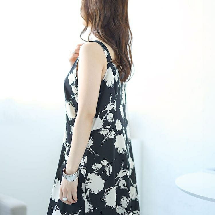 大きいサイズ レディース 花柄Aラインキャミソールワンピース　goldy-1530 【メール便可】