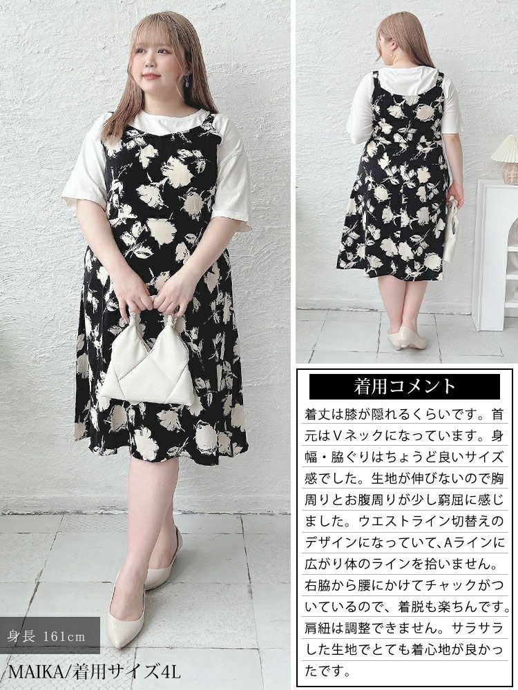 大きいサイズ レディース 花柄Aラインキャミソールワンピース　goldy-1530 【メール便可】