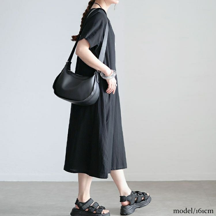 大きいサイズ レディース ポケット付きコットンワンピース　goldy-1533