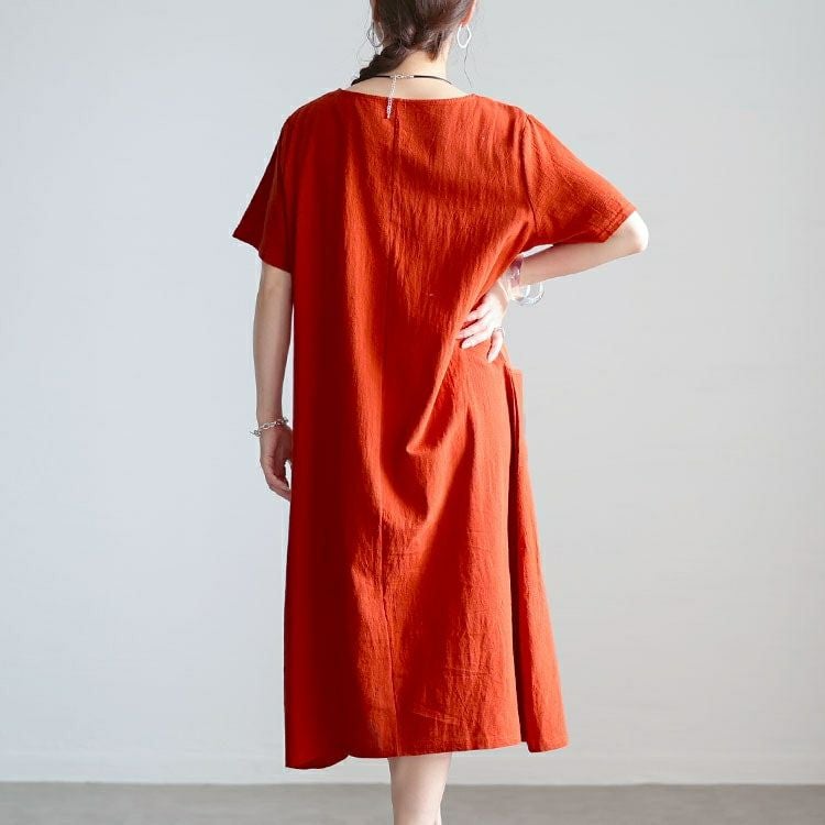 大きいサイズ レディース ポケット付きコットンワンピース　goldy-1533