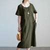 大きいサイズ レディース ポケット付きコットンワンピース　goldy-1533 グリーン