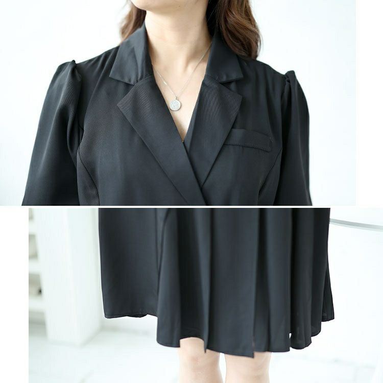 大きいサイズ レディース テーラードカラー半袖ワンピース　goldy-1532