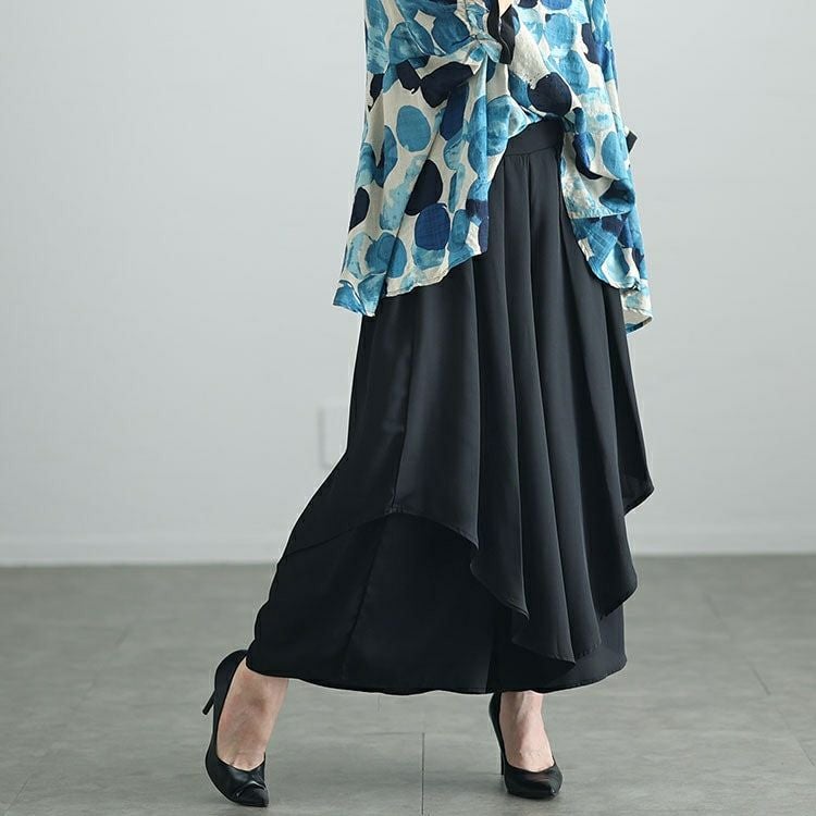 大きいサイズ レディース 変形レイヤードワイドパンツ　jpn013