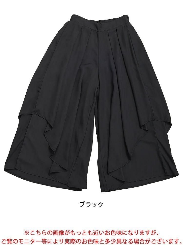 大きいサイズ レディース 変形レイヤードワイドパンツ　jpn013
