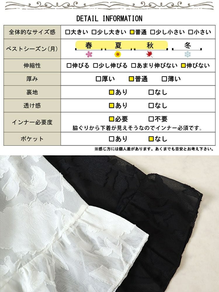 大きいサイズ レディース フレアスリーブシアージャガードブラウス　nh240323 【メール便可】