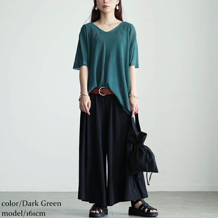 大きいサイズ レディース 編み切り替えドルマンニットプルオーバー　fem-490