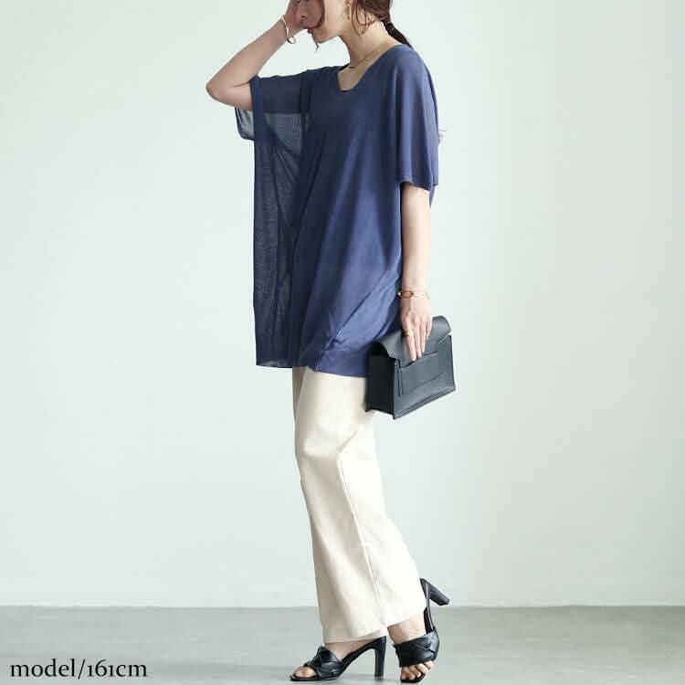 大きいサイズ レディース 編み切り替えドルマンニットプルオーバー　fem-490 ラベンダー