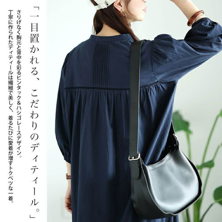 大きいサイズ レディース ピンタックコットンティアードワンピース